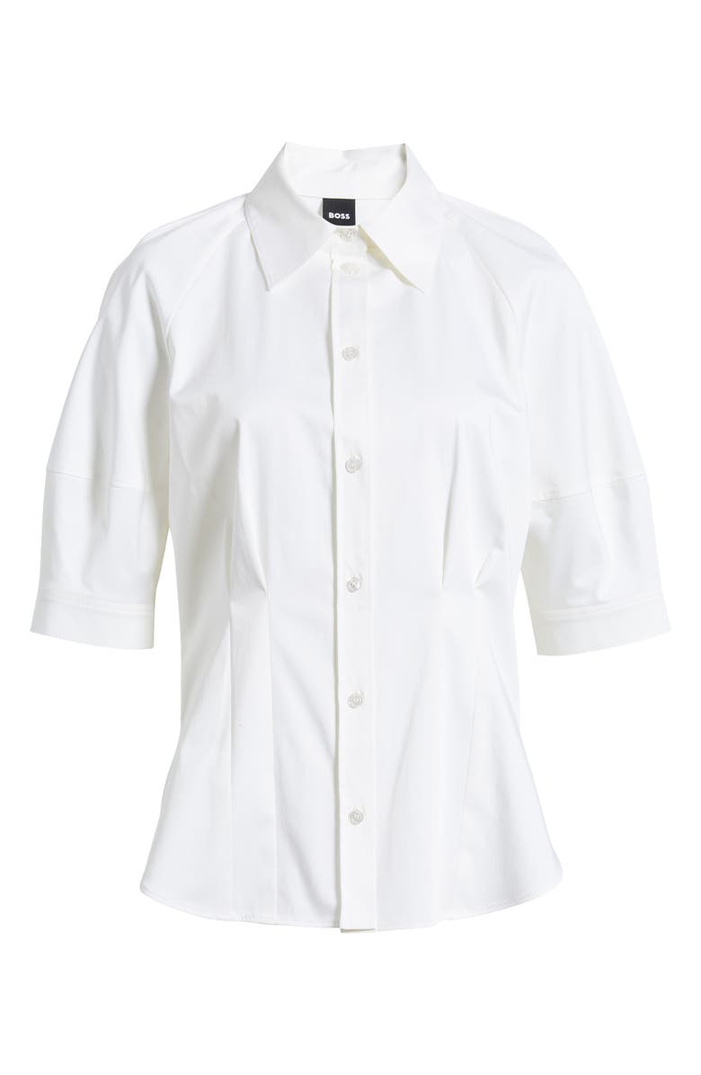 BOSS Belaurena Puff Elbow Sleeve Button-Up Shirt, Alternate, color, White