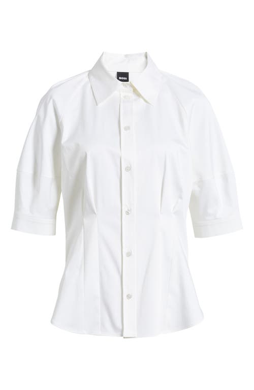 Hugo Boss Boss Belaurena Puff Elbow Sleeve Button-up Shirt In White