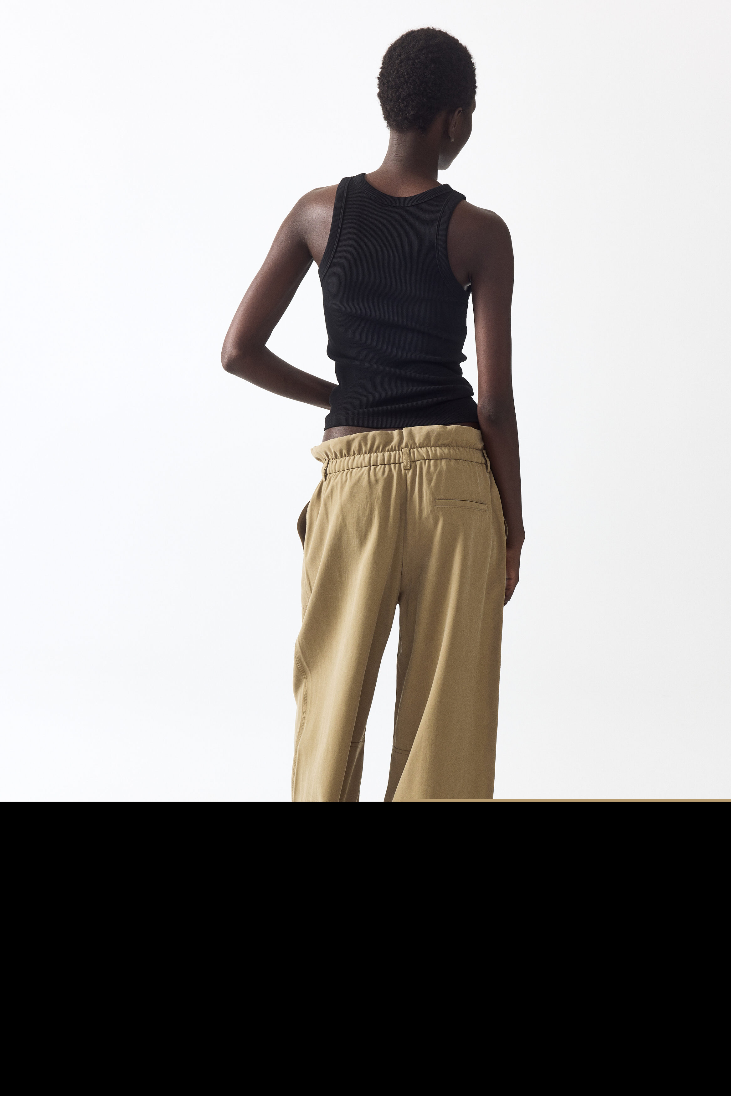 Barrel-leg Paper-bag Pants, Alternate, color, Light khaki green