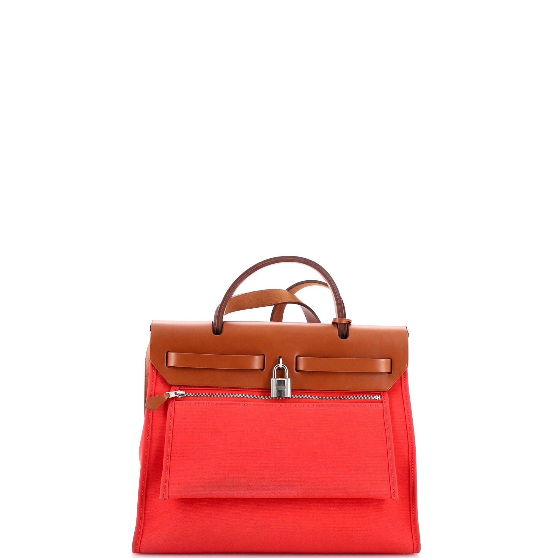 Pre-Owned Hermes Herbag Zip Leather and Toile 31, Alternate, color, Bougainvillier