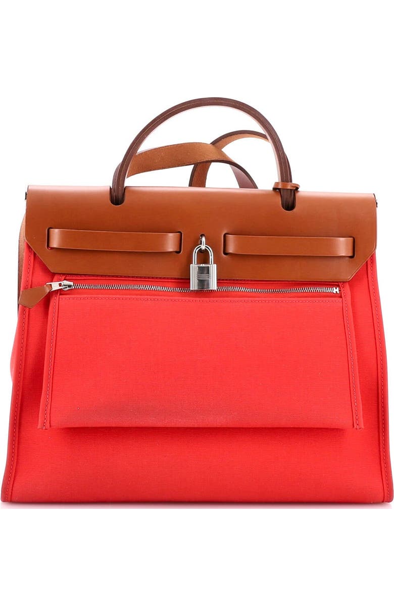 Pre-Owned Hermes Herbag Zip Leather and Toile 31, Alternate, color, Bougainvillier