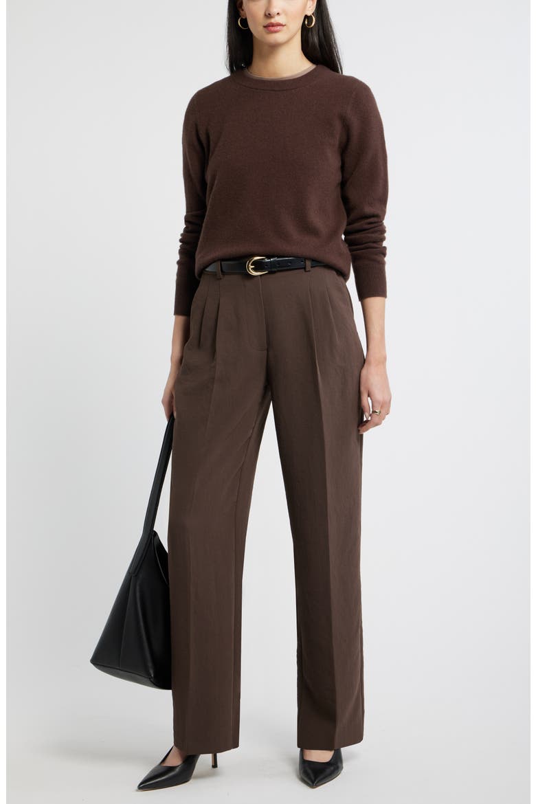 Crewneck Cashmere Sweater, Alternate, color, BROWN MOLE