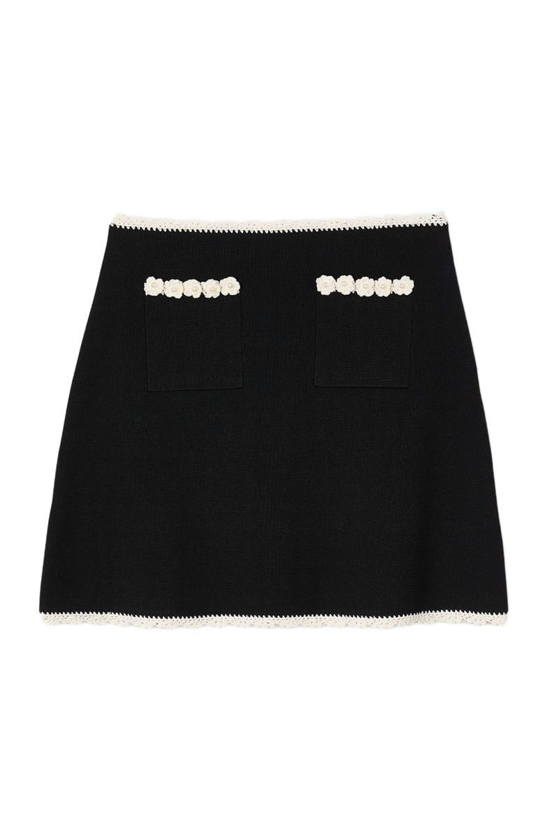 SANDRO Mini skirt with crochet details, Alternate, color, Black
