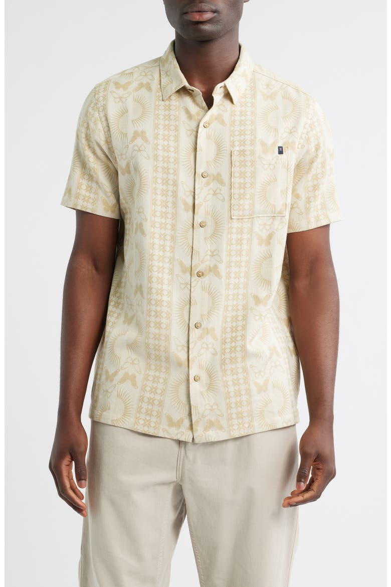Gonzo Short Sleeve Button-Up Shirt, Main, color, SAND