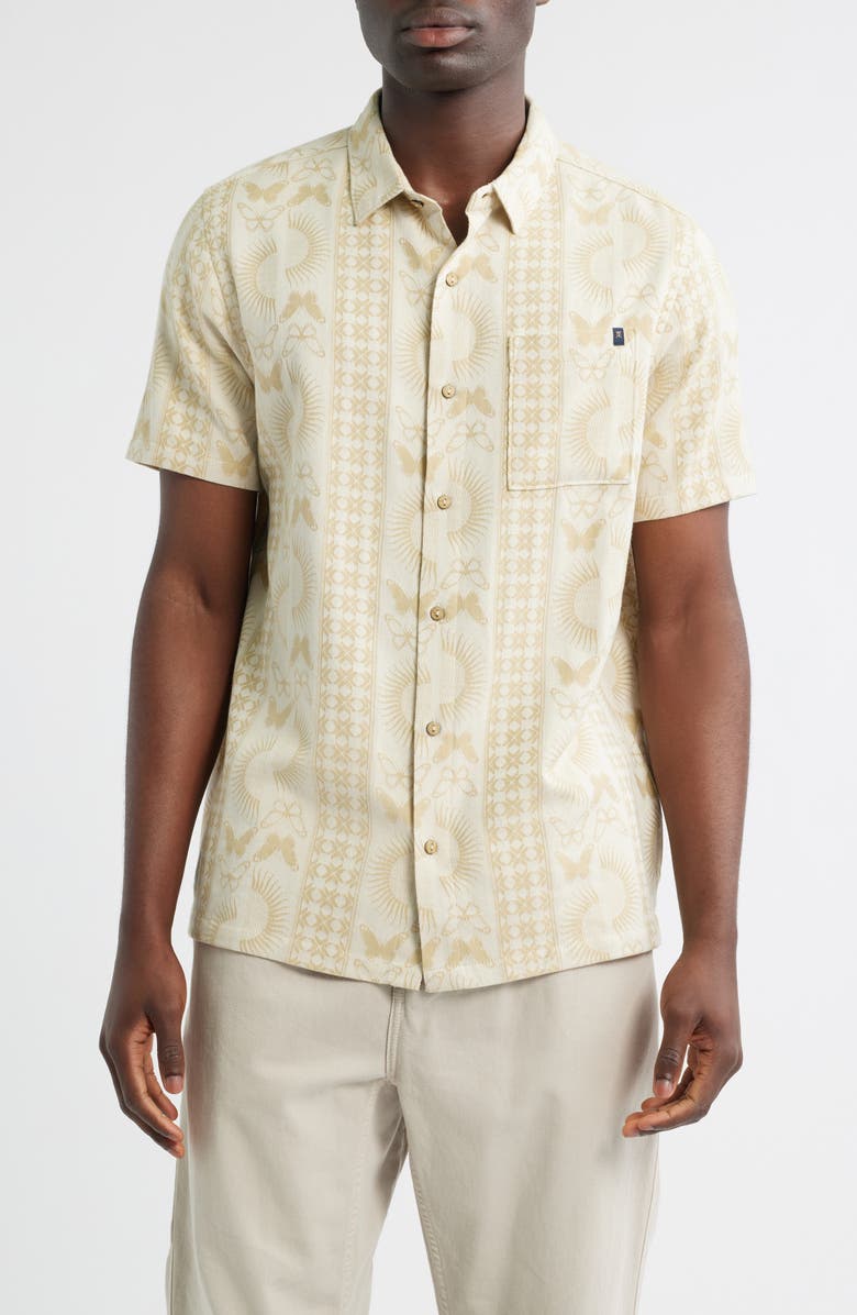 Roark Gonzo Short Sleeve Button-Up Shirt, Main, color, Sand