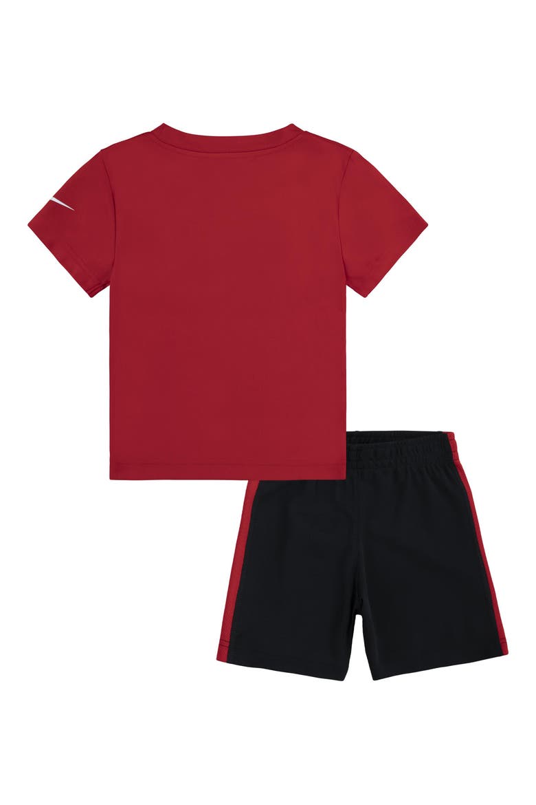 Kids' Swoosh T-Shirt & Shorts Set, Alternate, color, BLACK/ UNIVERSITY RED