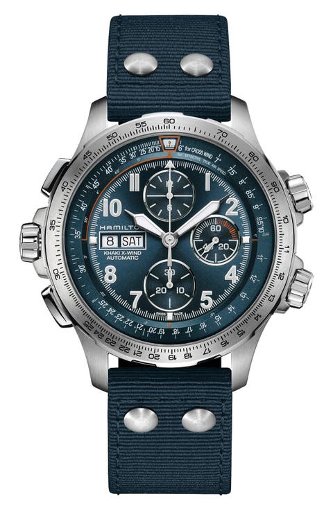 Khaki Aviation X-Wind Auto Chronograph Textile Strap Watch, 45mm