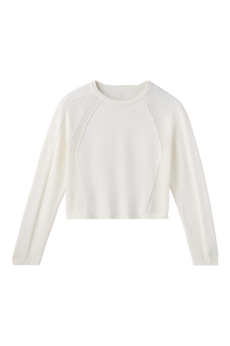 Sporty Crewneck Sweater, Alternate, color, SNOW WHITE