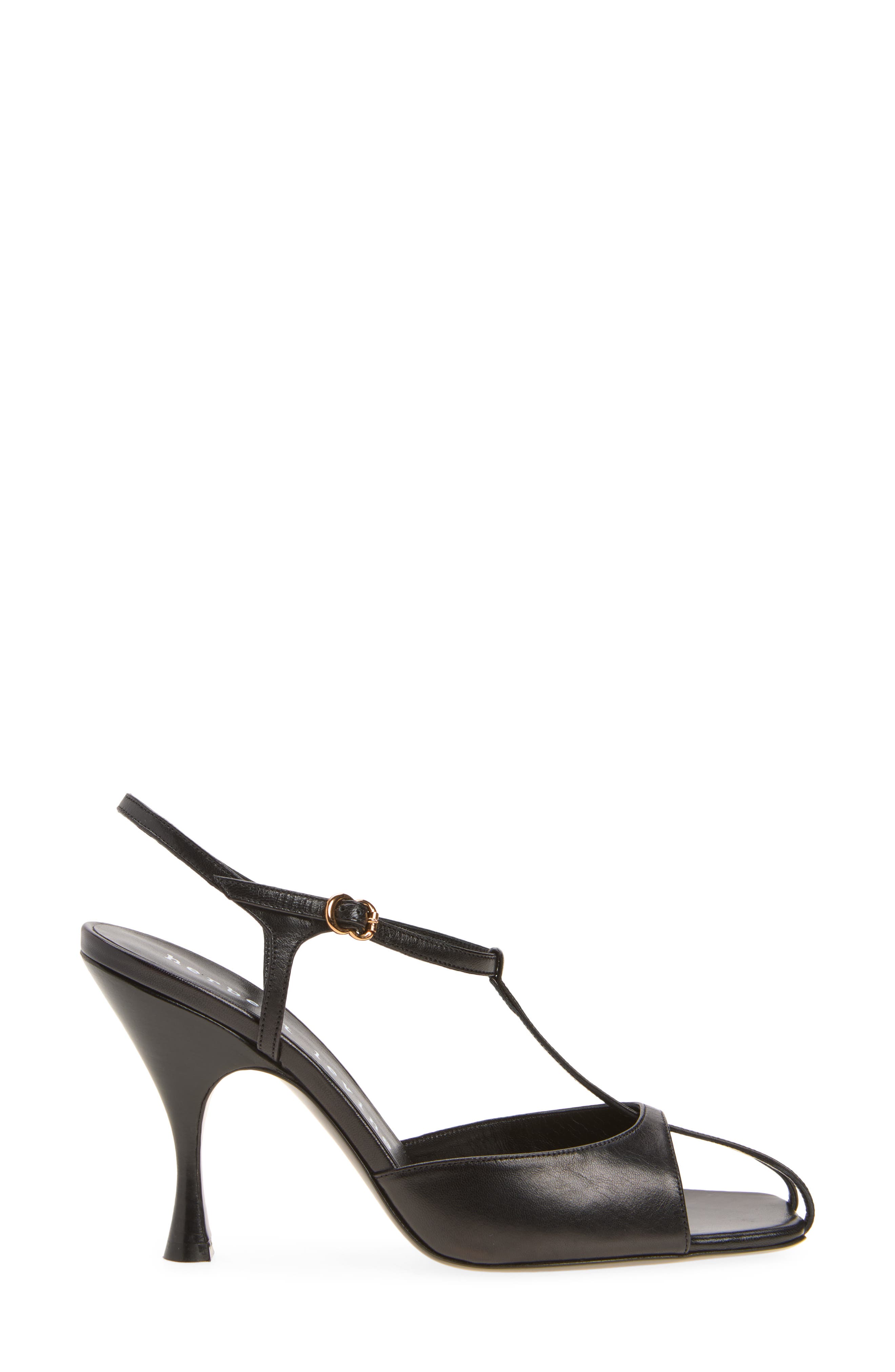 Leather T-Strap Sandal, Alternate, color, VINILE CALF BLACK
