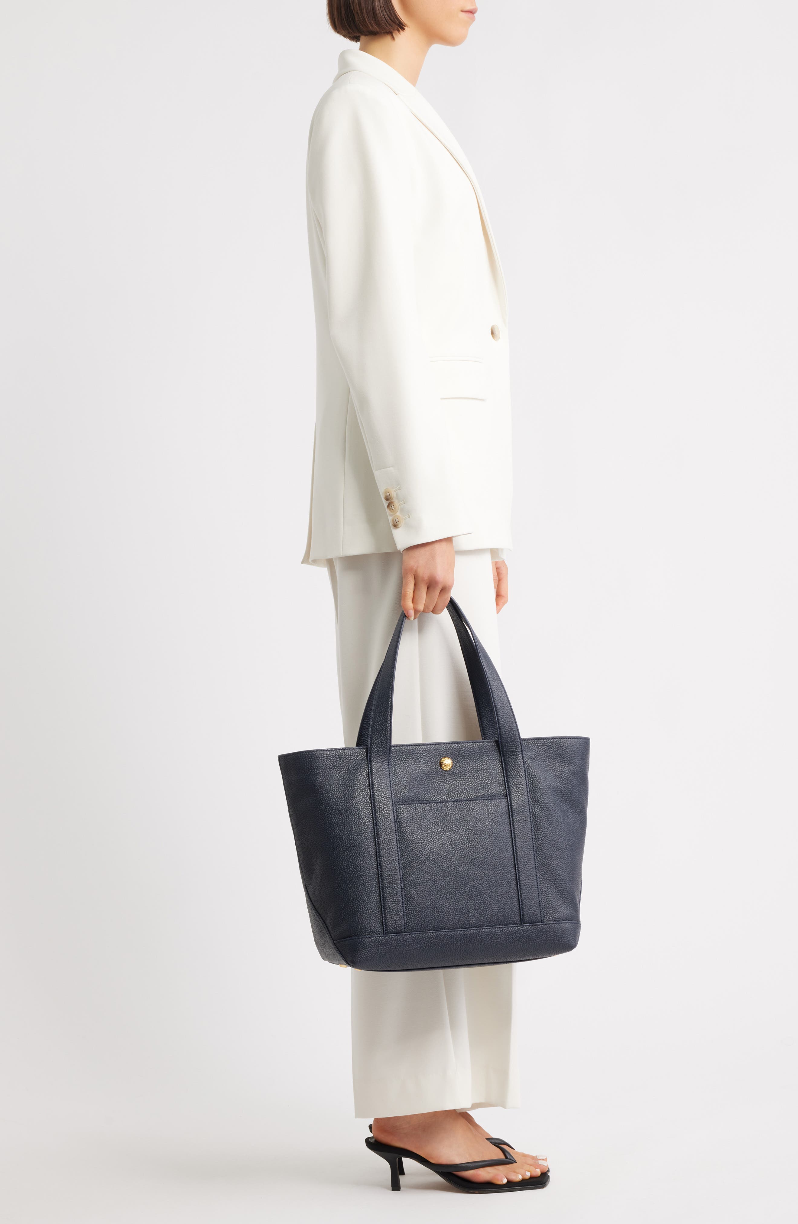 Grand Goody Leather Tote (Nordstrom Exclusive), Alternate, color, NAVY