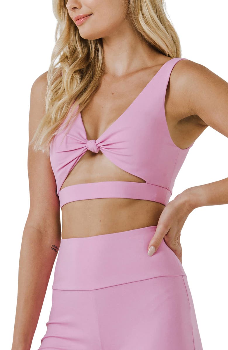 Grey Lab Knotted Cutout Crop Tank, Alternate, color, Pink
