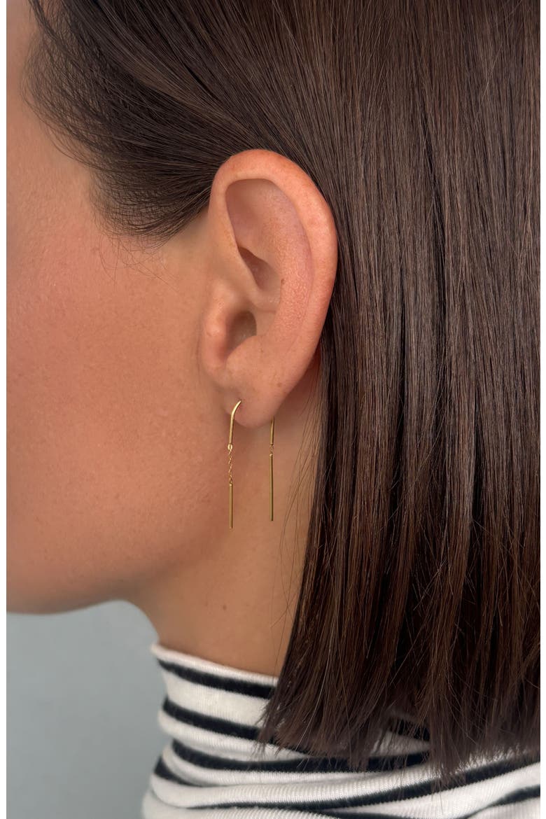 18k Gold Plated Bar Threader Earrings, Alternate, color, GOLD
