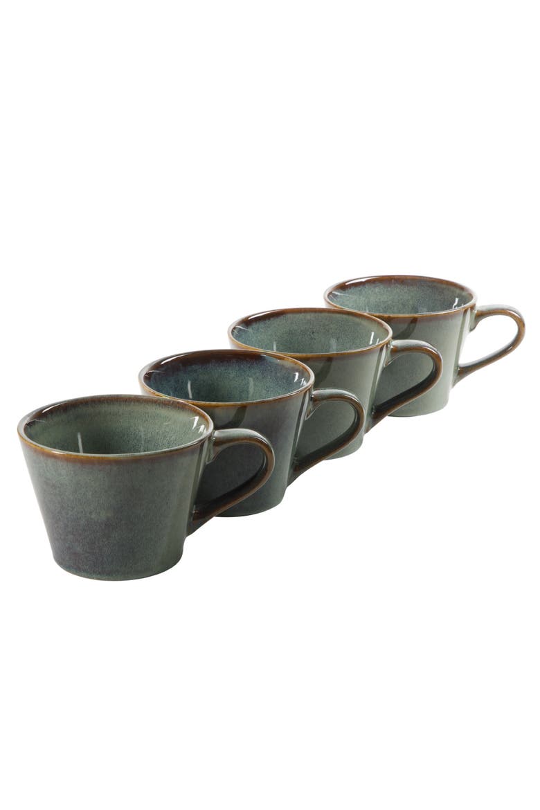 4-Piece Stoneware Coffee Mug Set, 22 Oz, Reactive Glaze Finish, Alternate, color, Blue