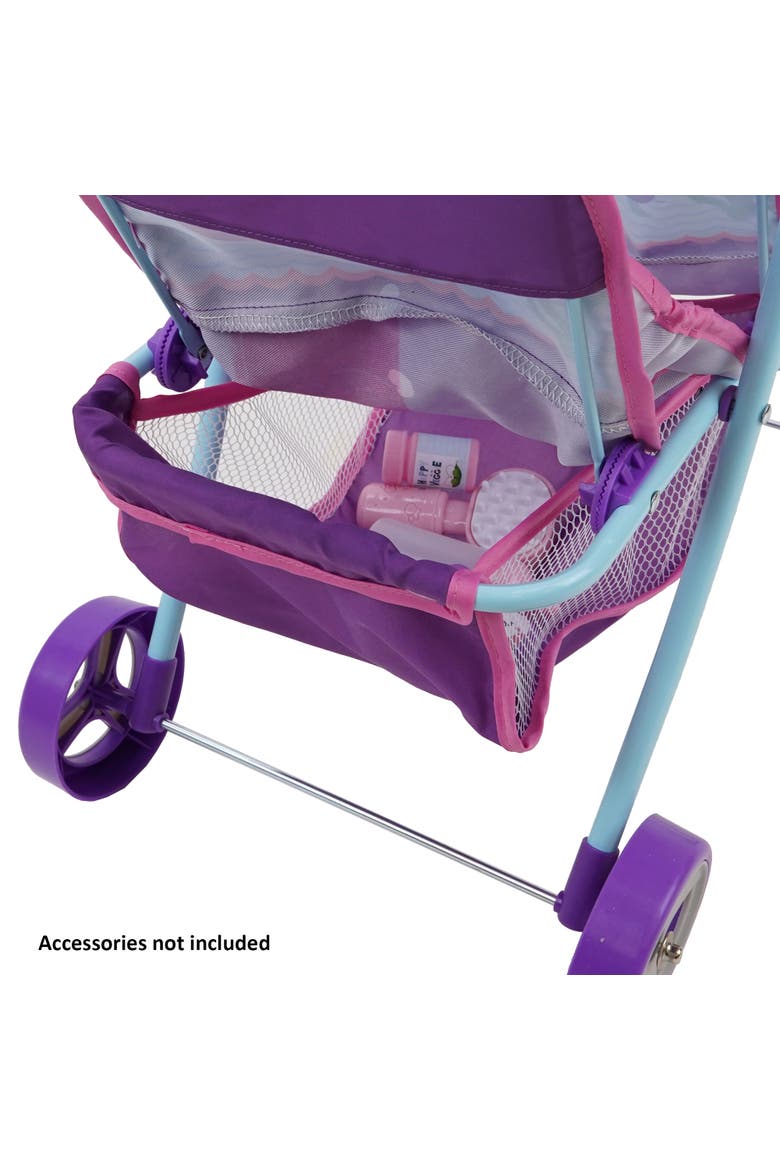 Mermaid Twin Doll Stroller W/ Retractable Canopy, 2 Seats, Alternate, color, Multicolored