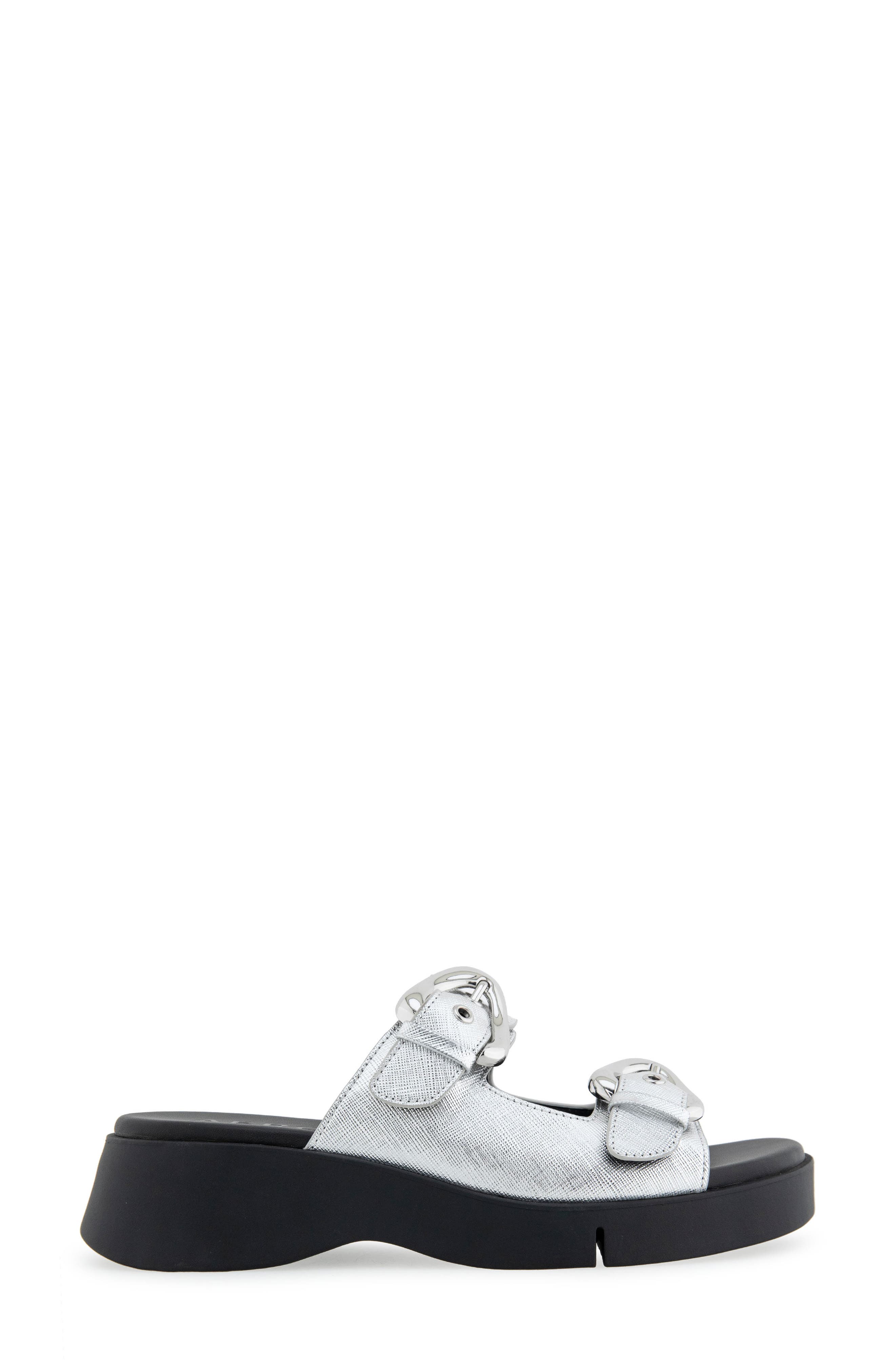 Aerosoles Faith Flatform Slide Sandal, Alternate, color, Silver Metallic Faux Leather