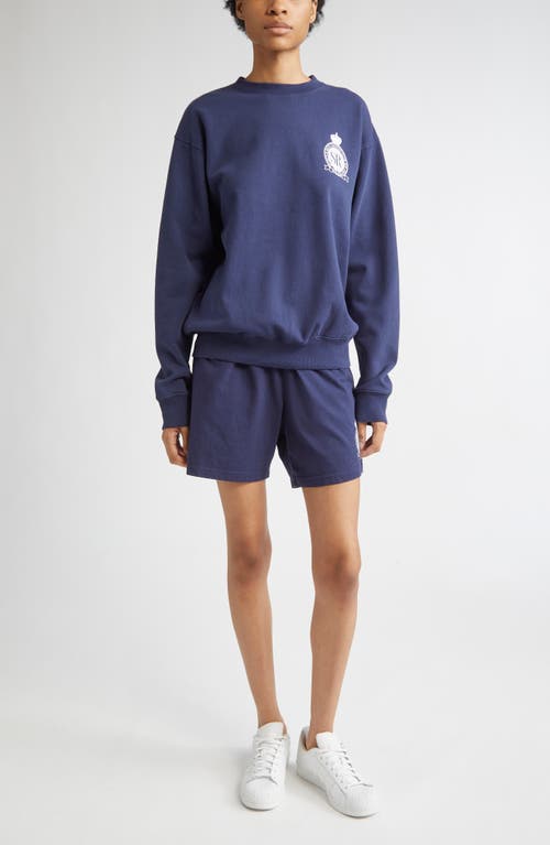 Sporty And Rich Womens Dark Navy Royal Club Crewneck Cotton-jersey Sweatshirt Xxl In Blue