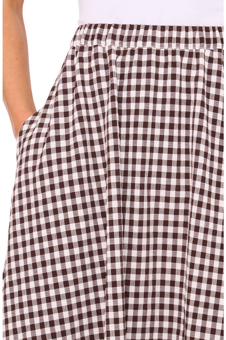 Gingham Midi Skirt, Alternate, color, CHICORY COFFEE