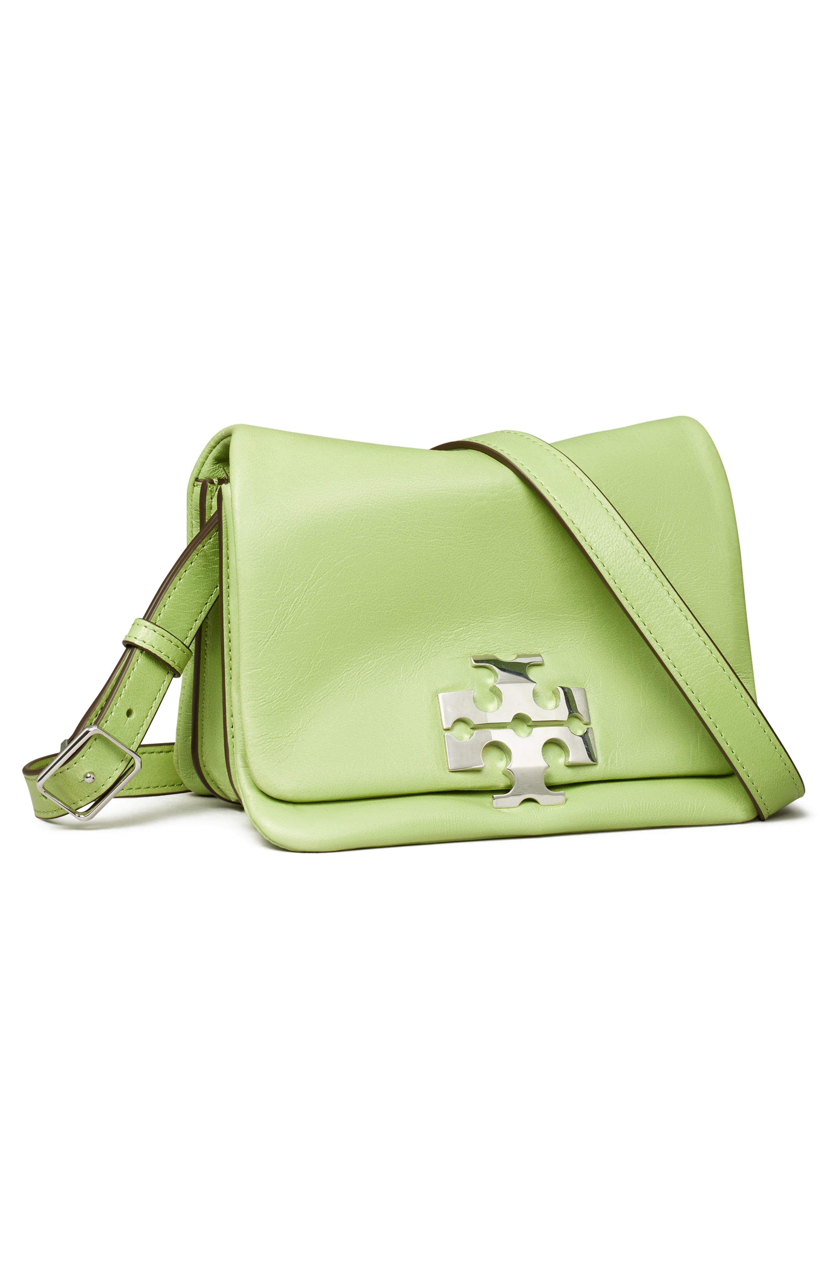 Tory Burch Kira Soft Leather Shoulder Bag, Alternate, color, Celery Juice
