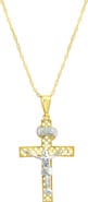 CANDELA JEWELRY 10k Two Tone Gold Crucifix Pendant Necklace
