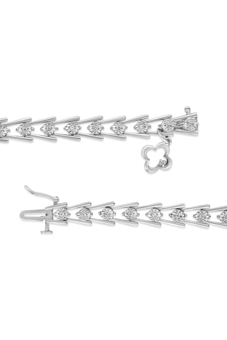 .925 Sterling Silver 1/2 Cttw Diamond Miracle-Set Double Swoosh Milgrain Style Tennis Bracelet, Alternate, color, Silver