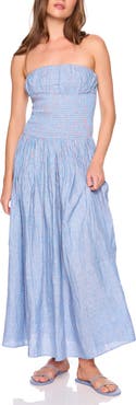 Susana Monaco Smocked Waist Strapless Maxi Dress