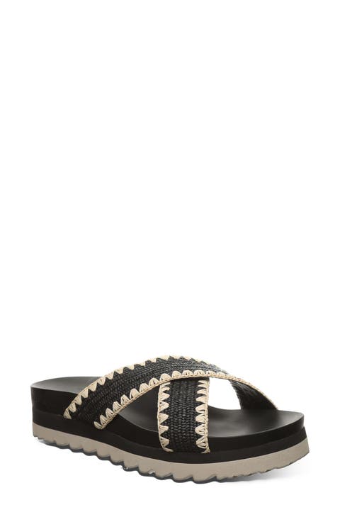 <p>Carina Faux Leather Slide Sandal (Women) </p>