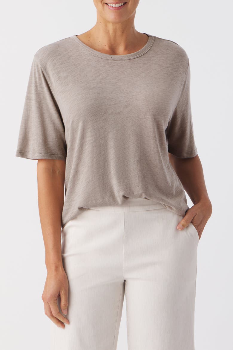Slub Jersey Elbow Sleeve Crew Tee, Alternate, color, Sand