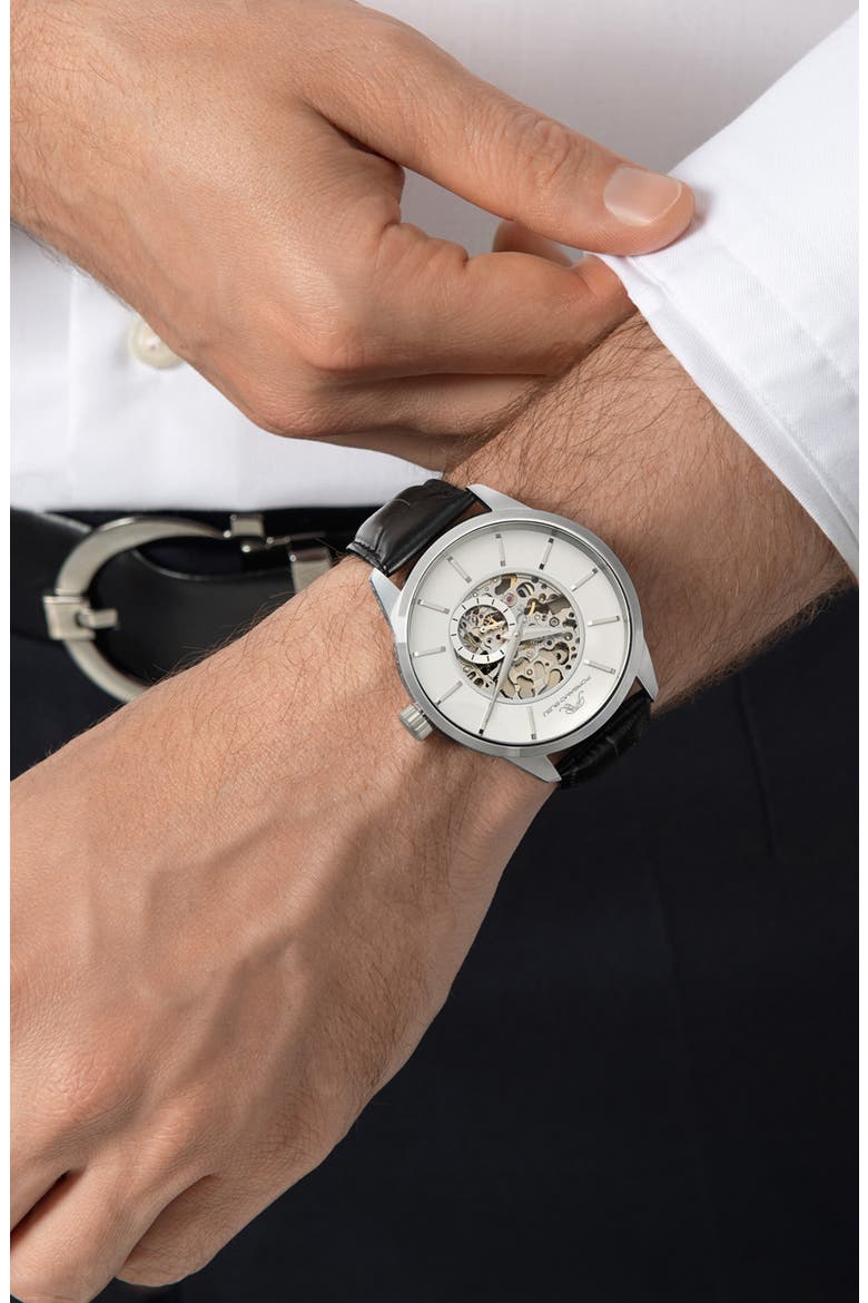 Men's Cassius Skeleton Watch, 45mm, Alternate, color, SILVER