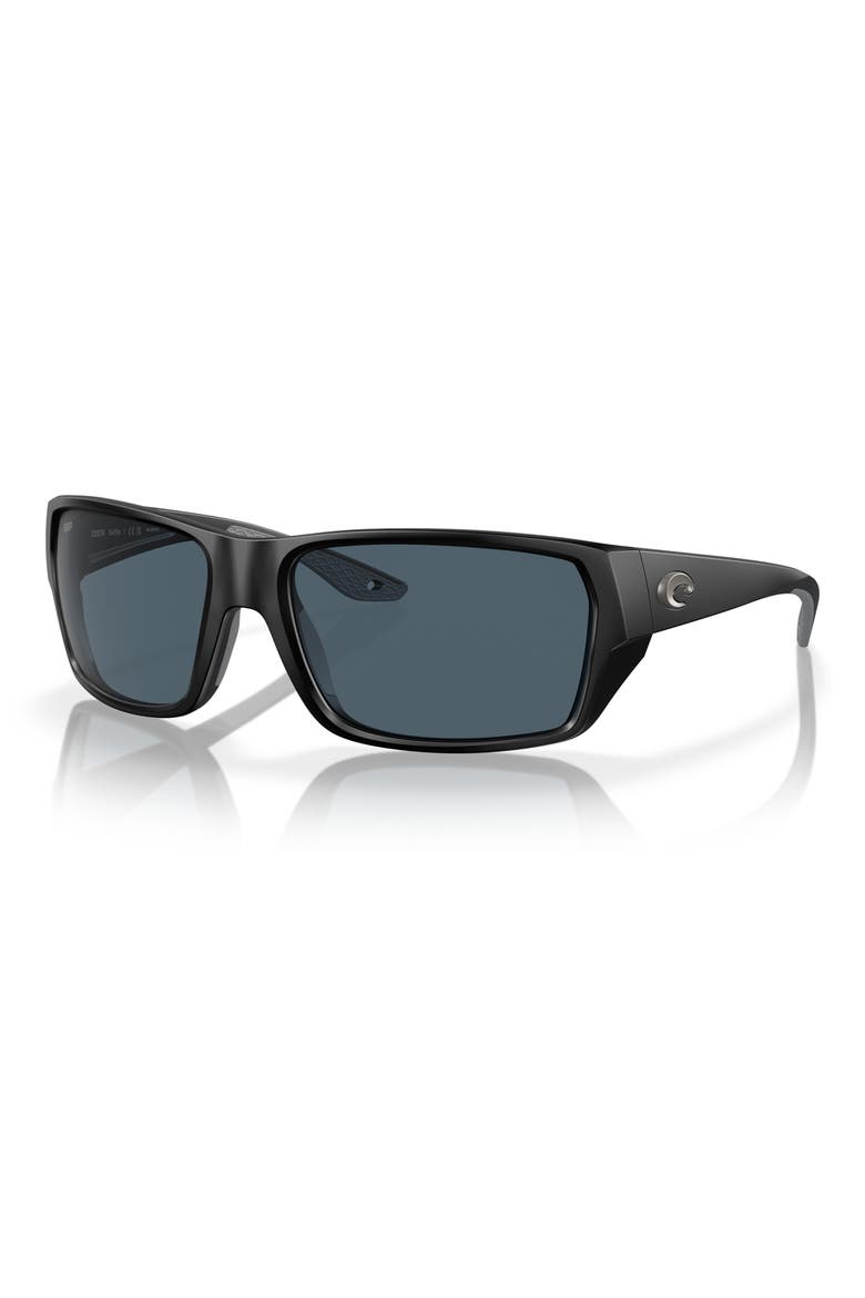 Tailfin 57mm Polarized Rectangular Sunglasses, Alternate, color, GREY