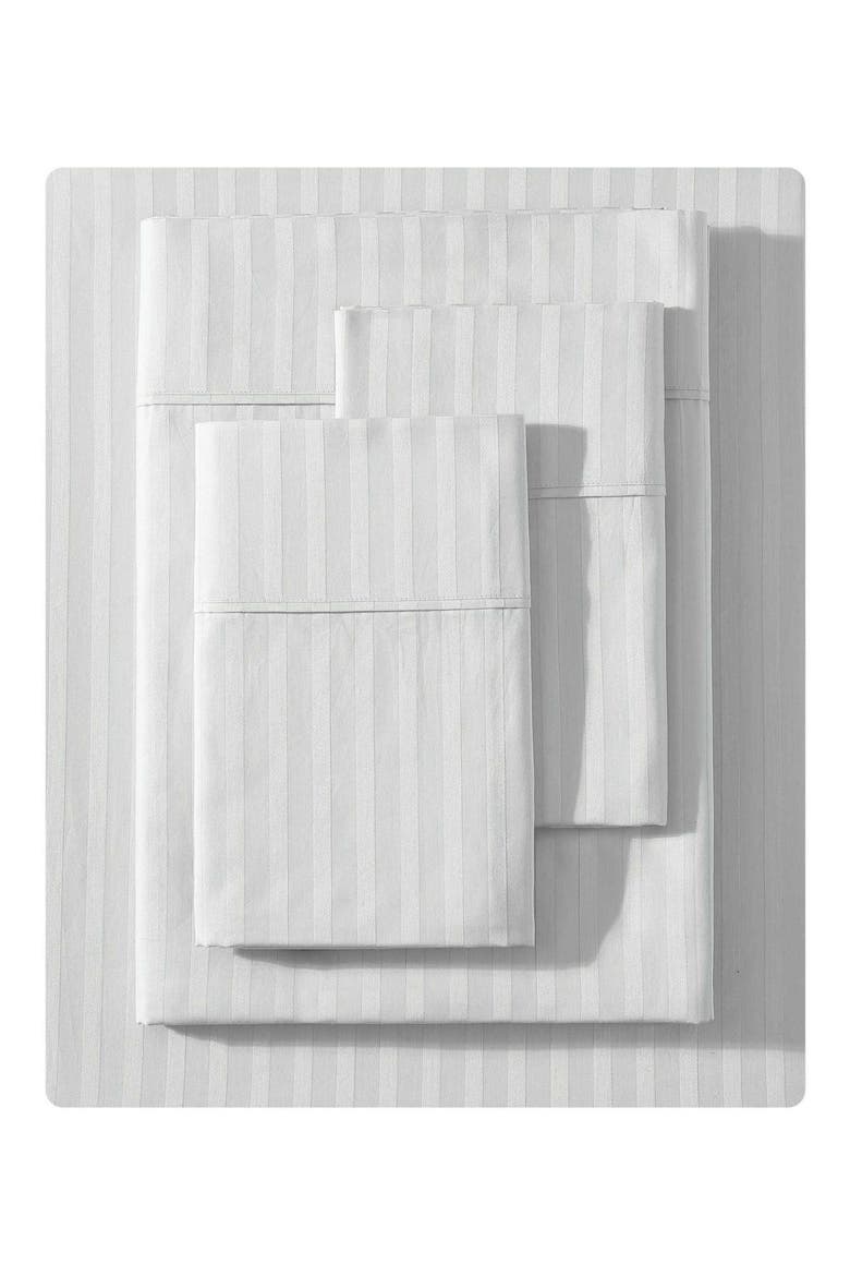 Dobby Stripe Cotton Sheet Set, Main, color, LIGHT PASTEL GREY