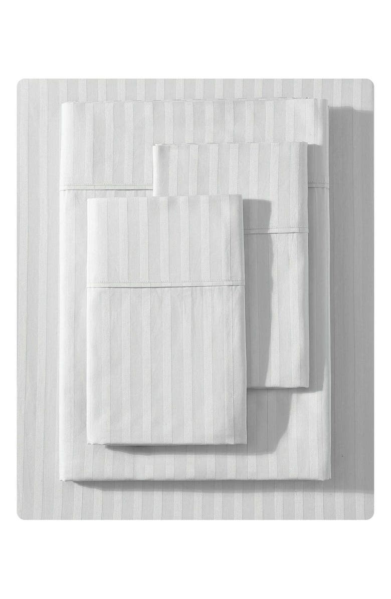 Vera Wang Dobby Stripe Cotton Sheet Set, Main, color, Light Pastel Grey