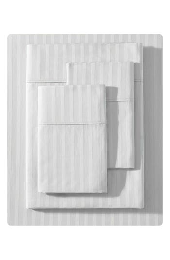Vera Wang Dobby Stripe Cotton Sheet Set In Light Pastel Grey