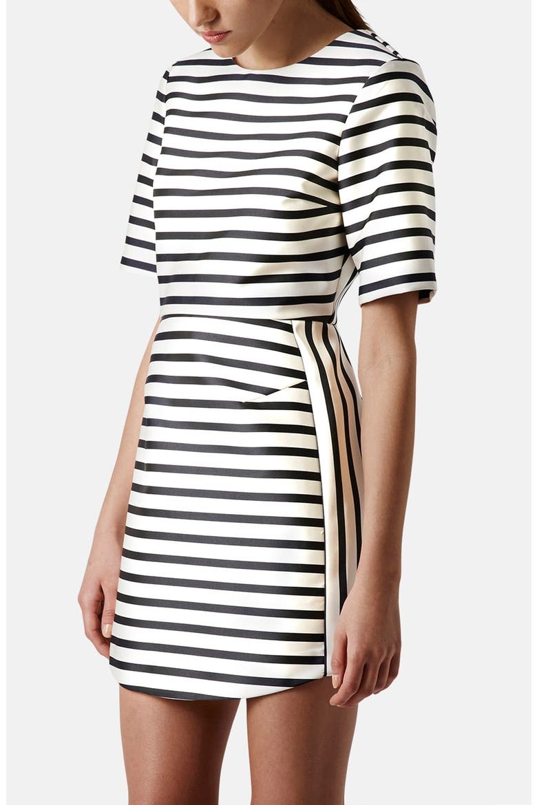 Stripe Satin Dress, Main, color, CREAM