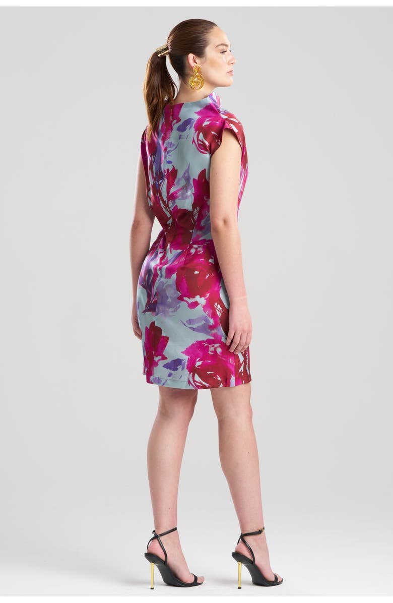 Natori Mira Silk Twill Asymmetric Funnel Neck Dress, Alternate, color, Fuchsia