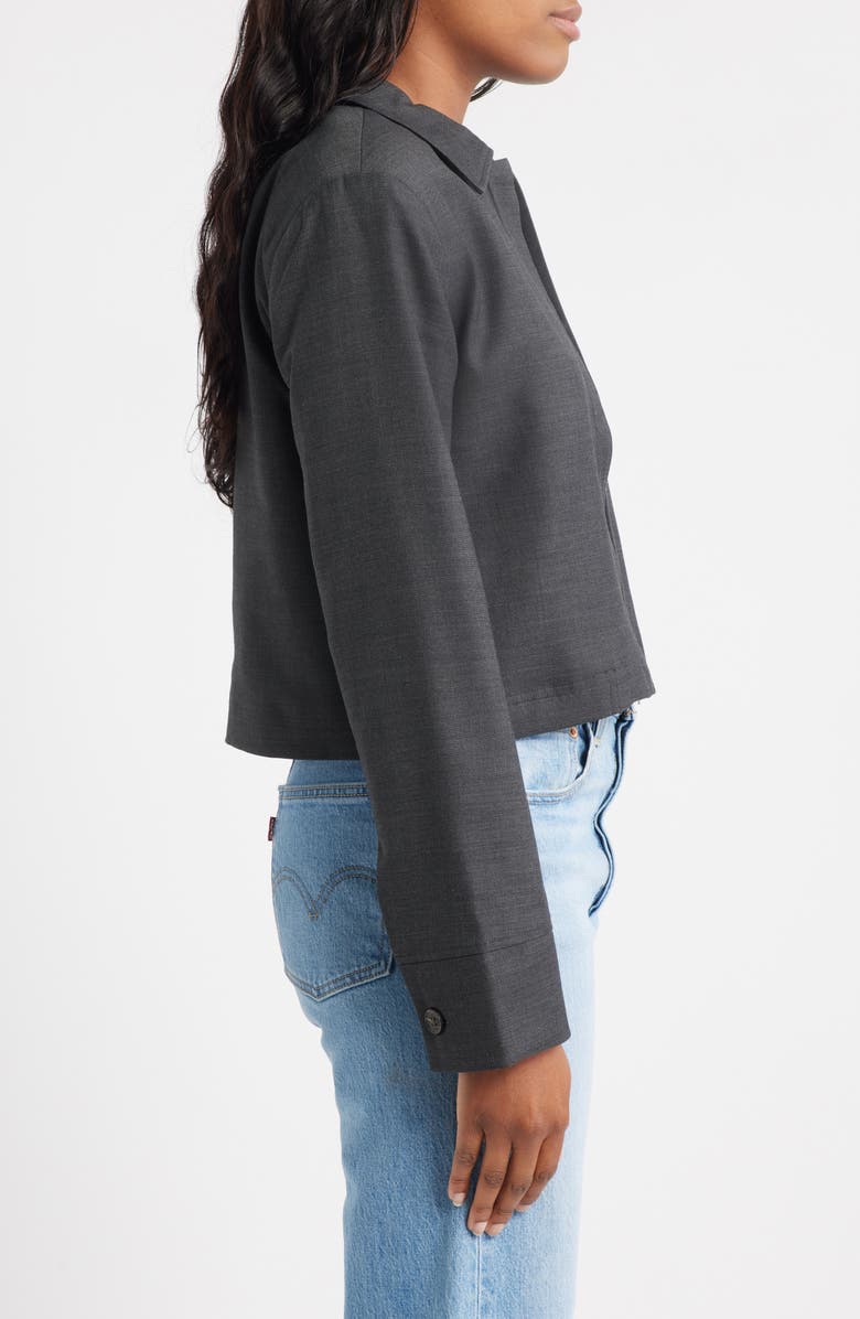 Topshop Crop Zip Jacket, Alternate, color, Charcoal