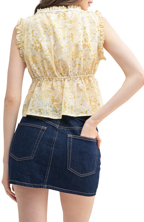 Lush Tie Front Eyelet Top In Yellow