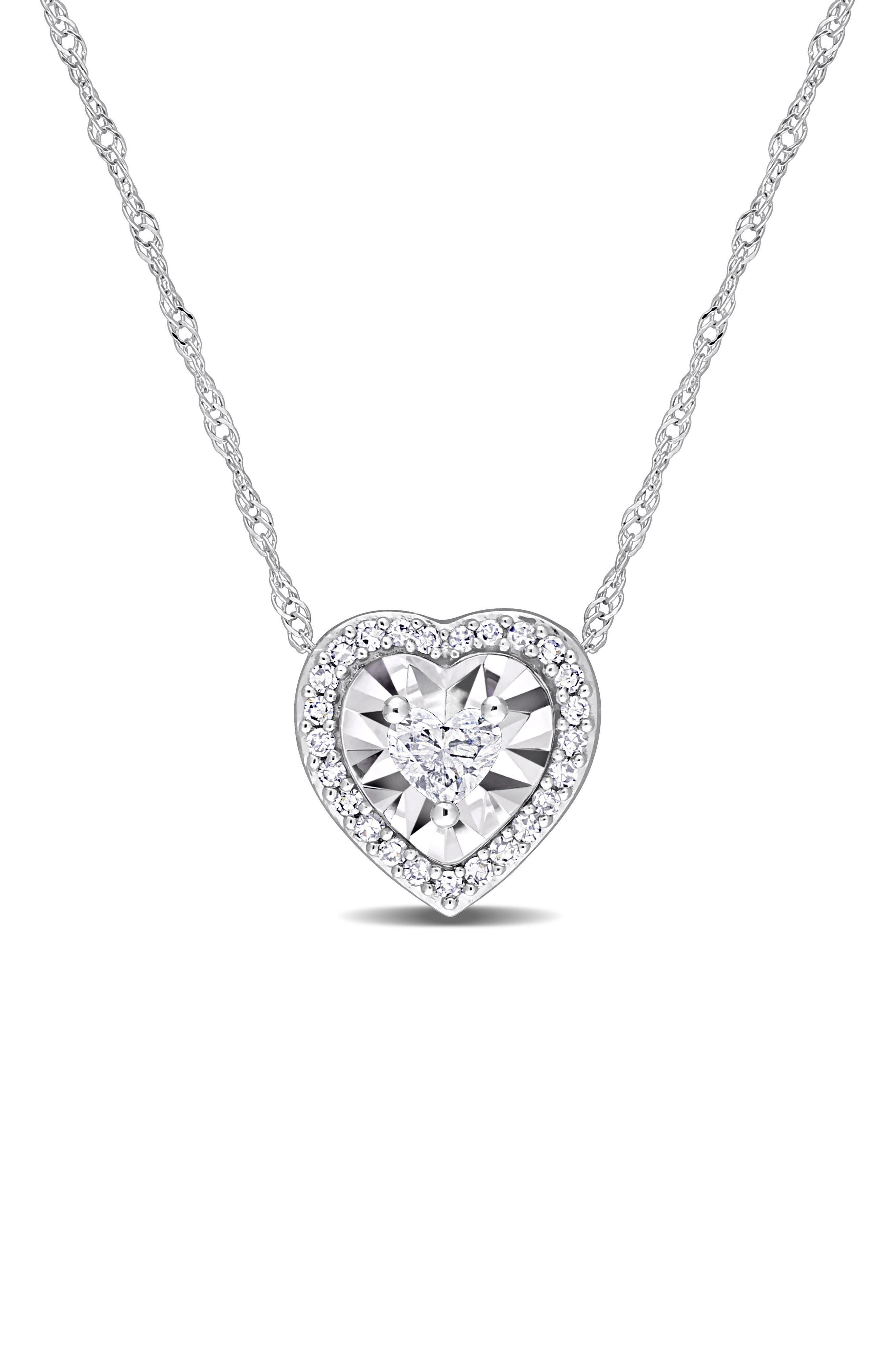 Heart & Round Diamond Pendant Necklace - 0.25ct.