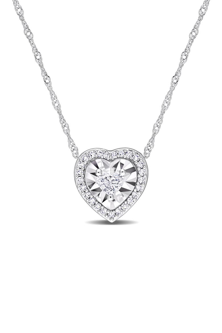 Heart & Round Diamond Pendant Necklace - 0.25ct., Main, color, SILVER