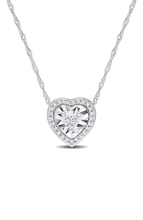 Heart & Round Diamond Pendant Necklace - 0.25ct.