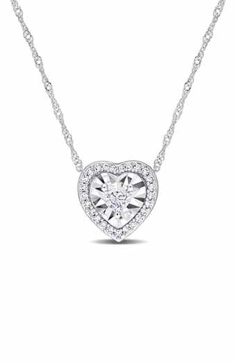 Heart & Round Diamond Pendant Necklace - 0.25ct.