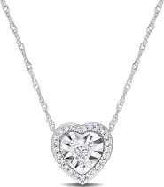 DELMAR Heart & Round Diamond Pendant Necklace - 0.25ct.