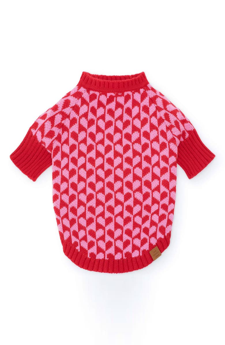 The Foggy Dog Heart Dog Sweater, Main, color, Red