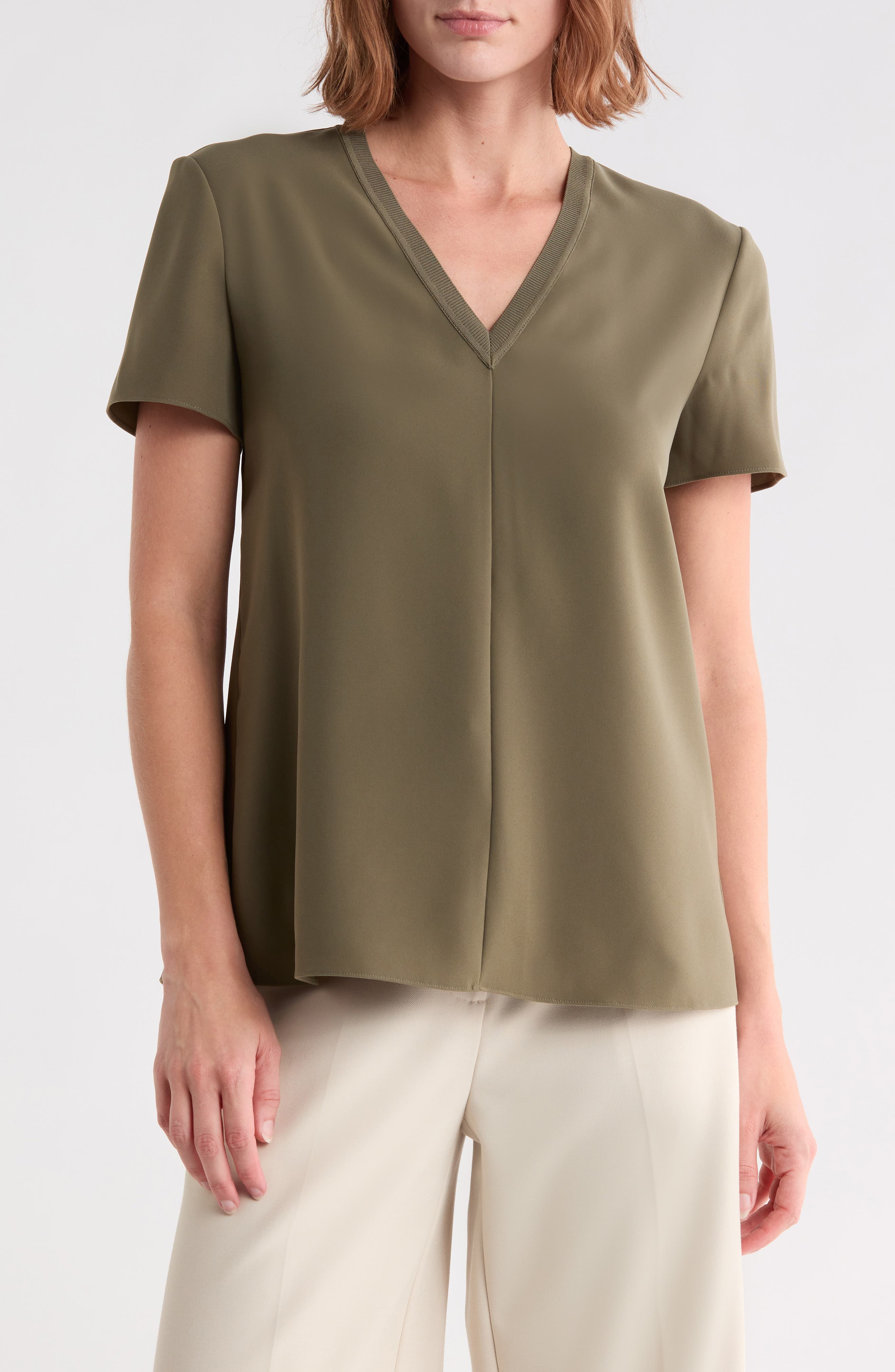 Crepe V-Neck Top