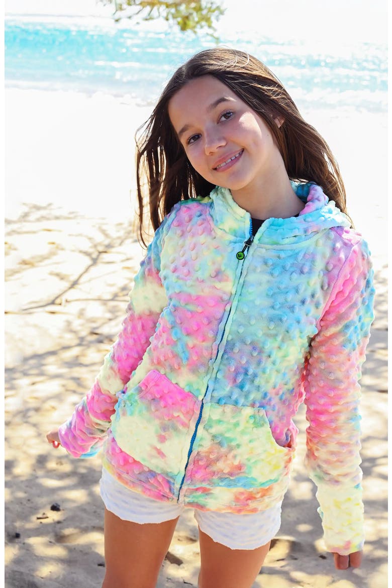 Minky Bubble Zip Hoodie, Alternate, color, Cotton Candy Tie Dye