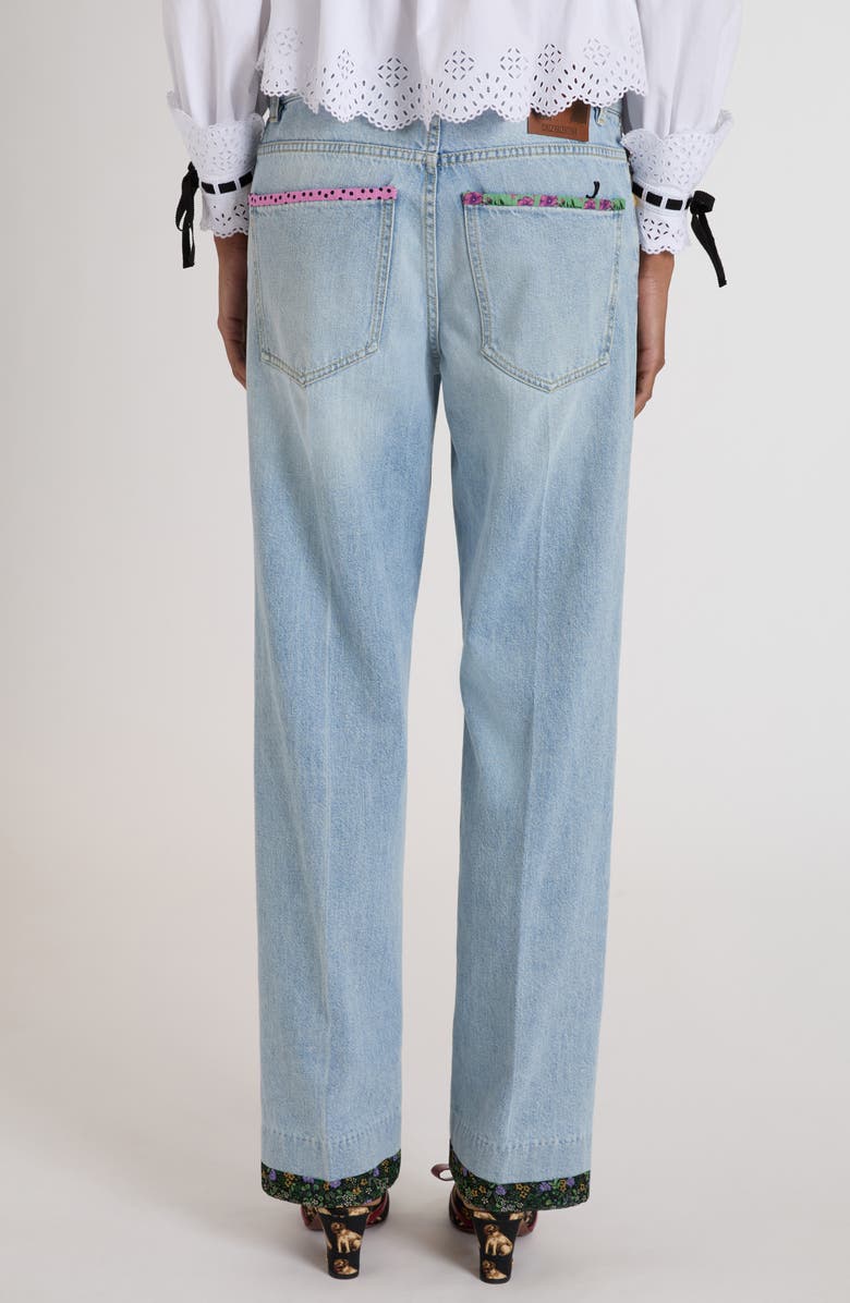 Valentino Garavani Contrast Border Straight Leg Jeans, Alternate, color, Denim