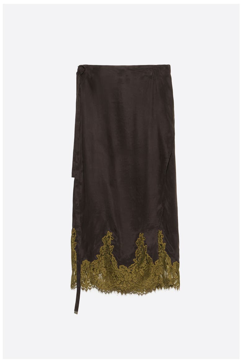 Lace Trim Wrap Midi Skirt, Alternate, color, WASHED BLACK