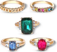 Jessica Simpson Multi-Gemstone Statement Ring Set