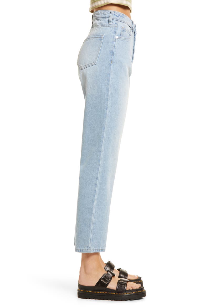 High Waist Button Fly Mom Jeans, Alternate, color, BLUE LIGHT VINTAGE WASH