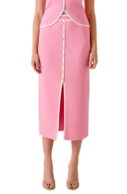 Contrast Border Midi Skirt