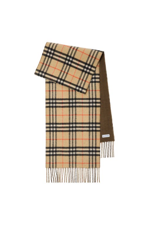 Burberry Reversible Check Cashmere Scarf In Sand/bison